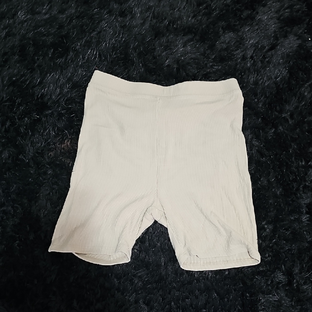 Joah Brown Ribbed Cream Relaxed Fit Shorts S/M